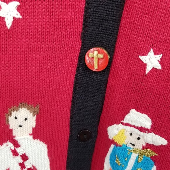 Vintage Storybook Knits World Unity and Peace Diversity Sweater 2X Red Artsy - Picture 7 of 13